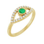 Sapphire Row Lab-Grown Pavé Evil Eye Gemstone Ring - Emerald, 14K Yellow Gold