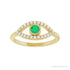 Sapphire Row Lab-Grown Pavé Evil Eye Gemstone Ring - Emerald, 14K Yellow Gold (view 3)