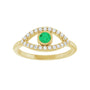 Sapphire Row Lab-Grown Pavé Evil Eye Gemstone Ring - Emerald, 14K Yellow Gold (view 3)