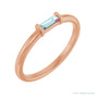 Sapphire Row Natural Gemstone Baguette Detail Ring - Sky Blue Topaz, 14K Rose Gold