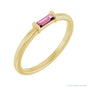 Sapphire Row Natural Gemstone Baguette Detail Ring - Pink Tourmaline, 14K Yellow Gold