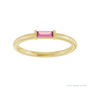 Sapphire Row Natural Gemstone Baguette Detail Ring - Pink Tourmaline, 14K Yellow Gold (view 3)