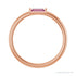 Sapphire Row Natural Gemstone Baguette Detail Ring - Pink Tourmaline, 14K Rose Gold (view 2)