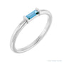 Sapphire Row Natural Gemstone Baguette Detail Ring - Sky Blue Topaz, 14K White Gold