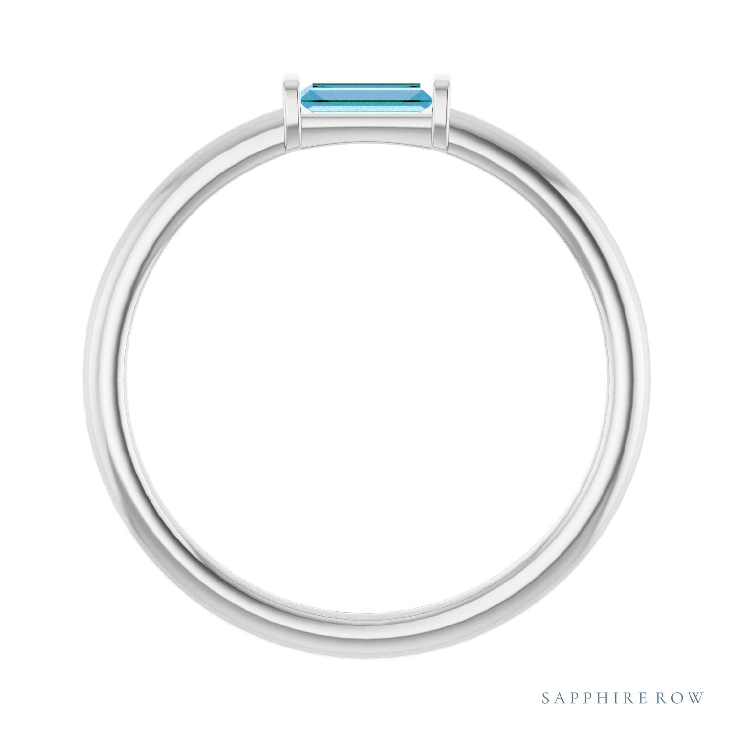 Sapphire Row Natural Gemstone Baguette Detail Ring - Sky Blue Topaz, 14K White Gold (view 2)