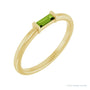 Sapphire Row Natural Gemstone Baguette Detail Ring - Peridot, 14K Yellow Gold