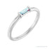 Sapphire Row Natural Gemstone Baguette Detail Ring - Sky Blue Topaz, Platinum