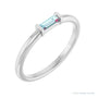 Sapphire Row Natural Gemstone Baguette Detail Ring - Sky Blue Topaz, Platinum