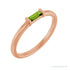 Sapphire Row Natural Gemstone Baguette Detail Ring - Peridot, 14K Rose Gold