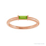 Sapphire Row Natural Gemstone Baguette Detail Ring - Peridot, 14K Rose Gold (view 3)