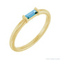 Sapphire Row Natural Gemstone Baguette Detail Ring - Swiss Blue Topaz, 14K Yellow Gold