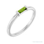 Sapphire Row Natural Gemstone Baguette Detail Ring - Peridot, Platinum