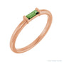 Sapphire Row Natural Gemstone Baguette Detail Ring - Green Tourmaline, 14K Rose Gold