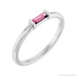 Sapphire Row Natural Gemstone Baguette Detail Ring - Pink Tourmaline, 14K White Gold