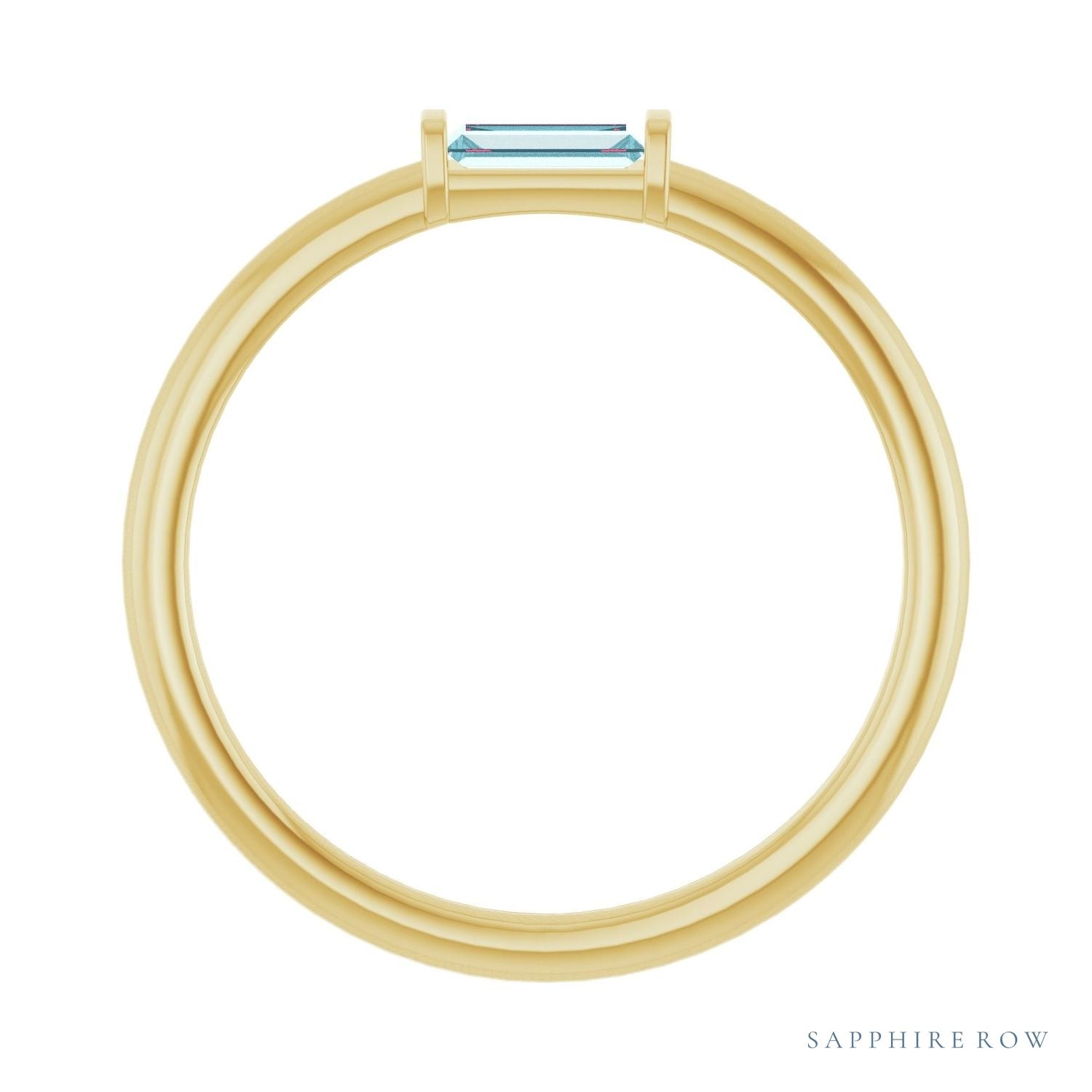Sapphire Row Natural Gemstone Baguette Detail Ring - Sky Blue Topaz, 14K Yellow Gold (view 2)