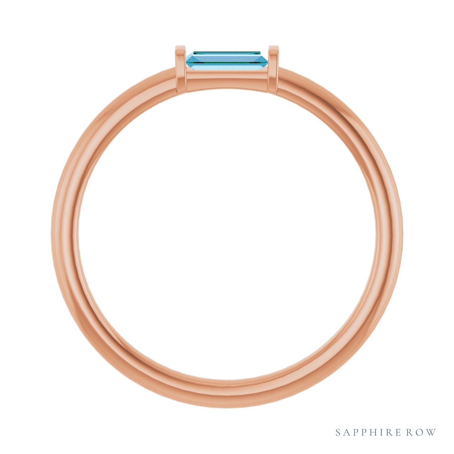 Sapphire Row Natural Gemstone Baguette Detail Ring - Swiss Blue Topaz, 14K Rose Gold (view 2)