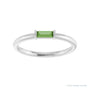 Sapphire Row Natural Gemstone Baguette Detail Ring - Green Tourmaline, Platinum (view 3)