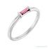 Sapphire Row Natural Gemstone Baguette Detail Ring - Pink Tourmaline, Platinum