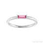 Sapphire Row Natural Gemstone Baguette Detail Ring - Pink Tourmaline, Platinum (view 3)