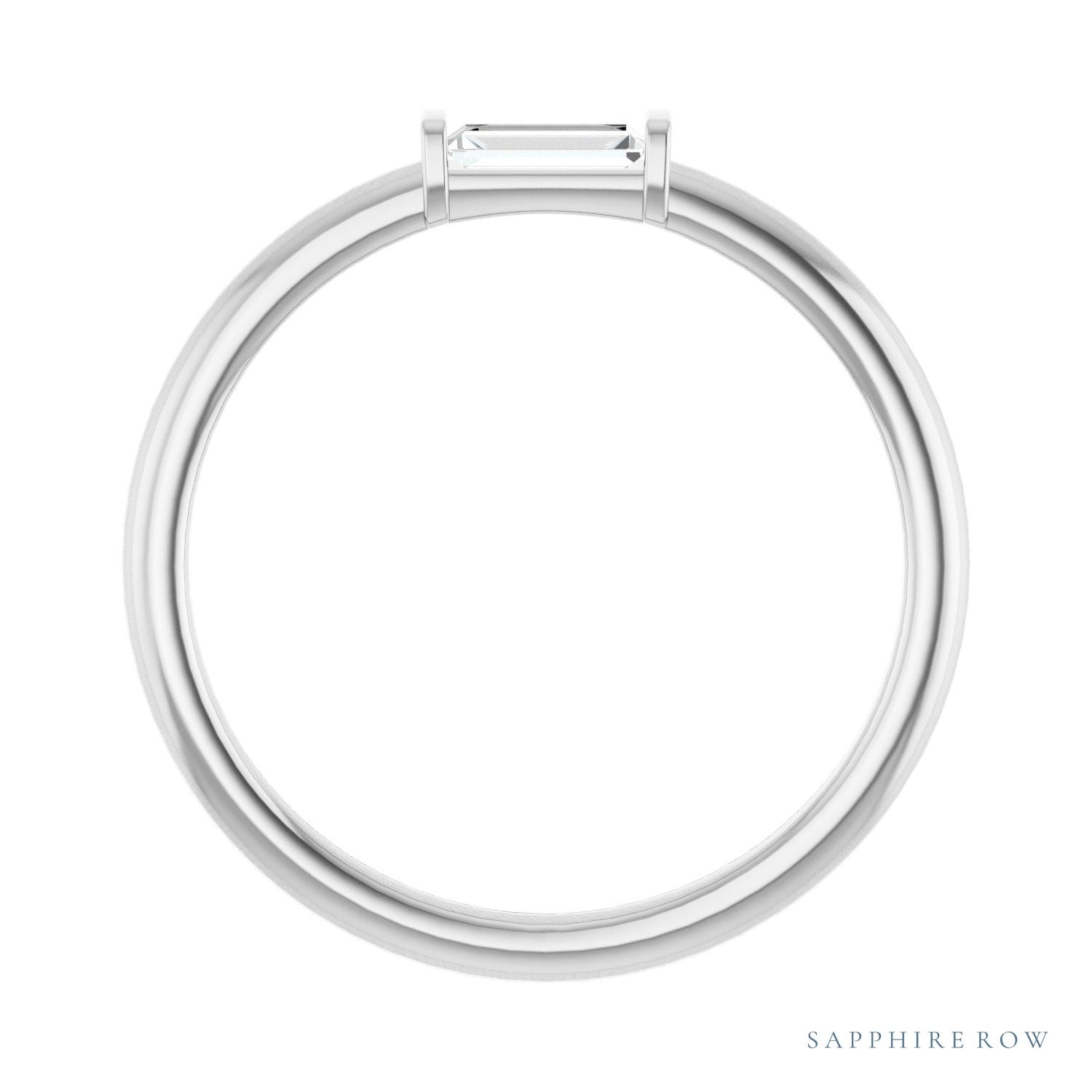 Sapphire Row Natural Gemstone Baguette Detail Ring - Diamond, 14K White Gold (view 2)