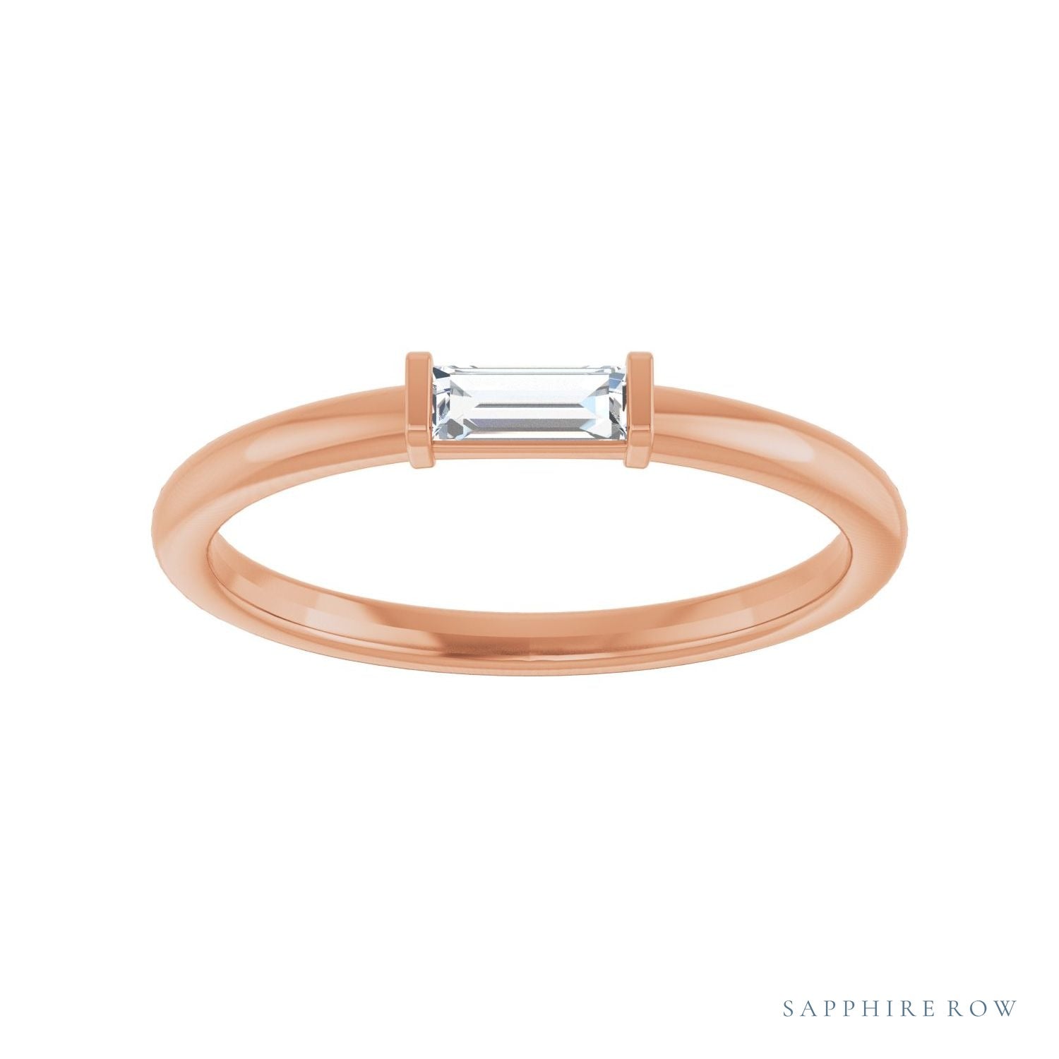 Sapphire Row Lab-Grown Gemstone Baguette Detail Ring - Diamond, 14K Rose Gold (view 3)