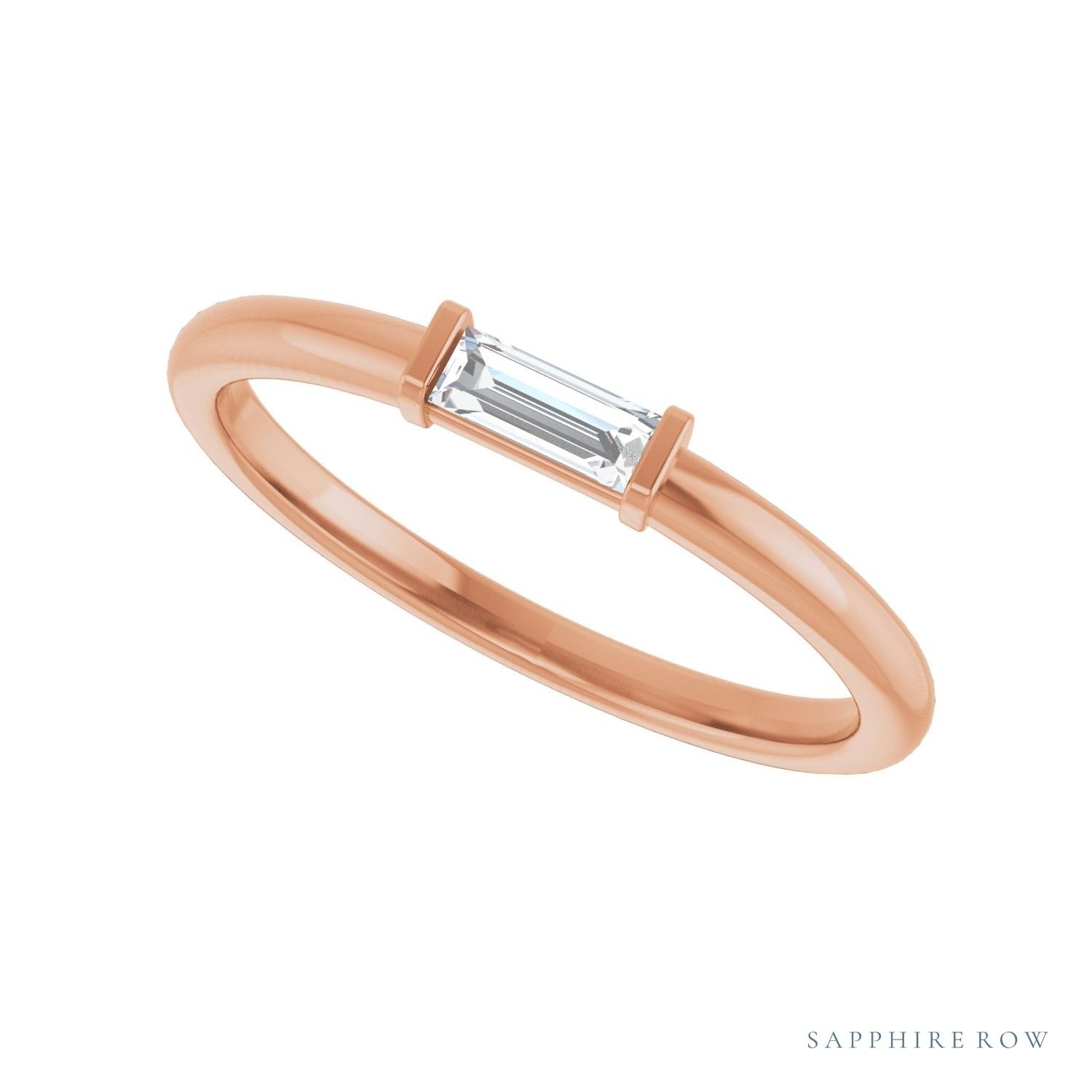 Sapphire Row Lab-Grown Gemstone Baguette Detail Ring - Diamond, 14K Rose Gold (view 5)