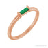 Sapphire Row Lab-Grown Gemstone Baguette Detail Ring - Emerald, 14K Rose Gold