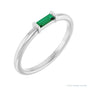 Sapphire Row Lab-Grown Gemstone Baguette Detail Ring - Emerald, Platinum