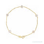 Sapphire Row Cultured Pearl Station Bracelet - 14K Yellow Gold