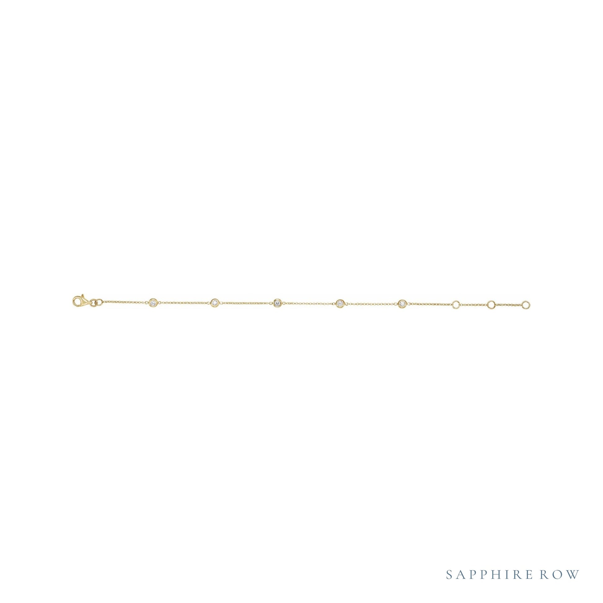 Sapphire Row Natural Diamond Bezel Station Bracelet - 14K Yellow Gold (view 2)