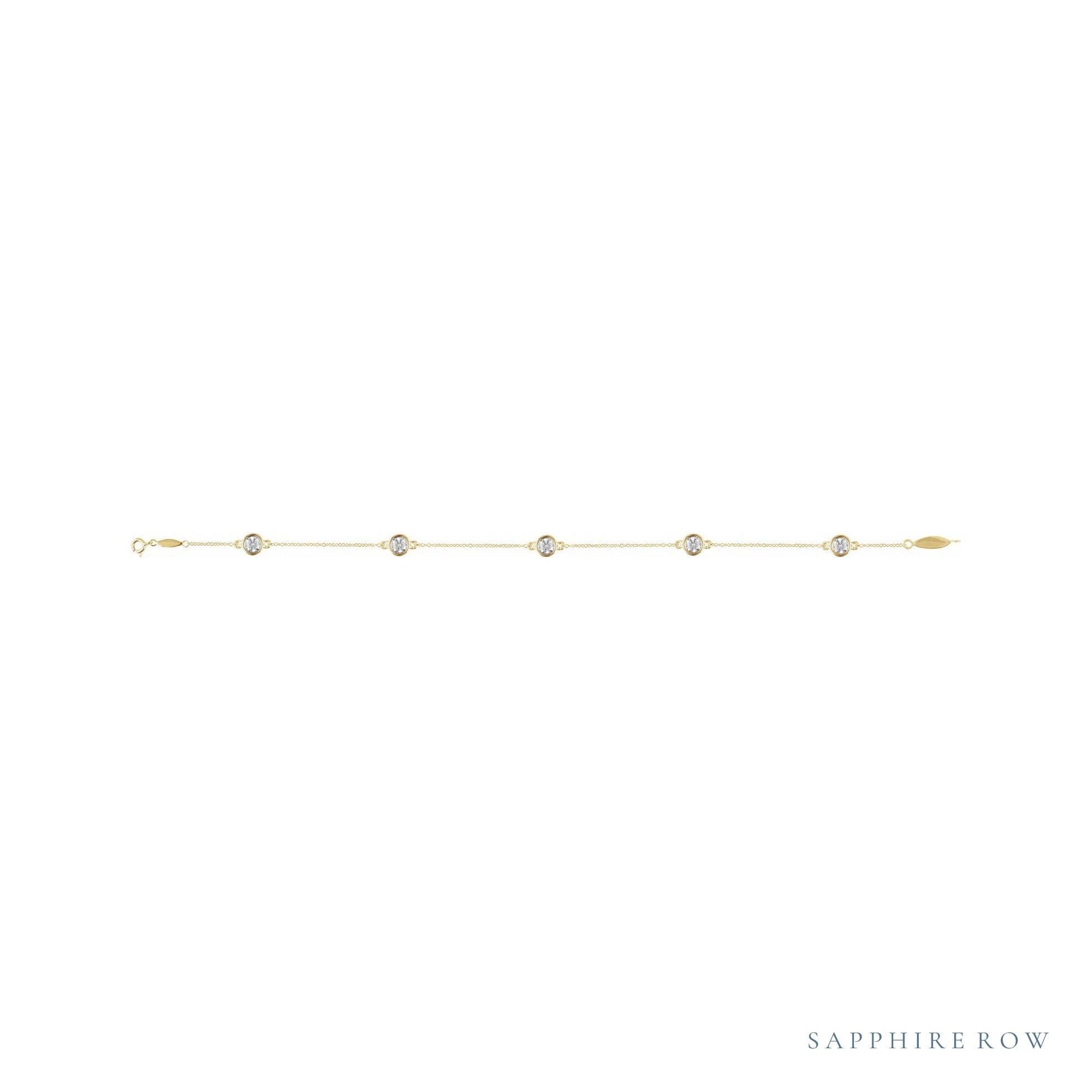 Sapphire Row Lab-Grown Diamond Bezel Station Bracelet - 14K Yellow Gold (view 2)