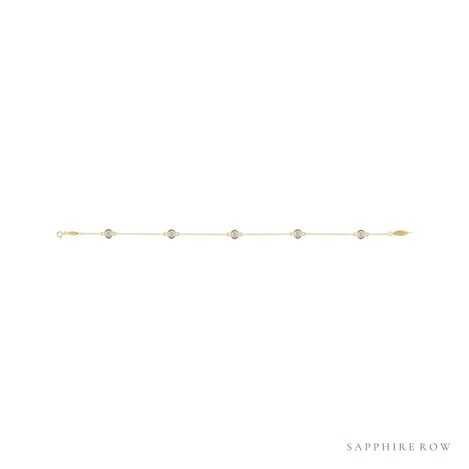 Sapphire Row Lab-Grown Diamond Bezel Station Bracelet - 14K Yellow Gold (view 2)
