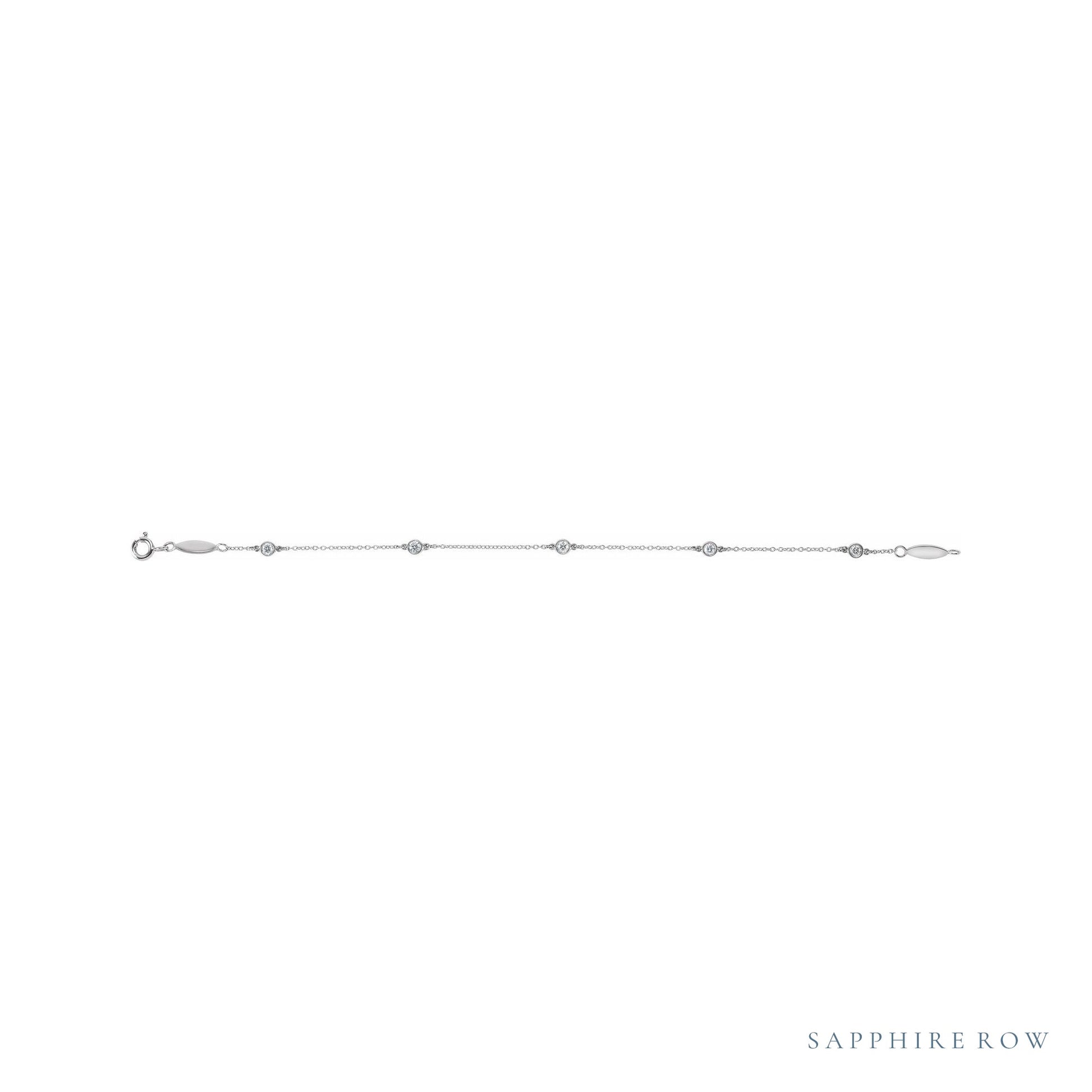 Sapphire Row Lab-Grown Diamond Bezel Station Bracelet - 14K White Gold (view 2)