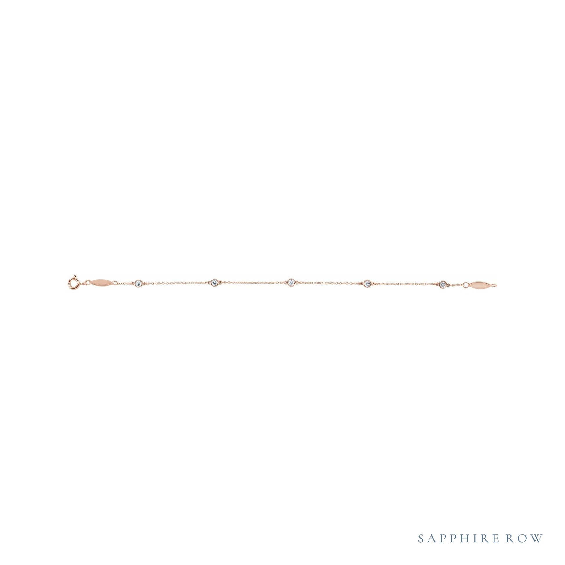 Sapphire Row Lab-Grown Diamond Bezel Station Bracelet - 14K Rose Gold (view 2)