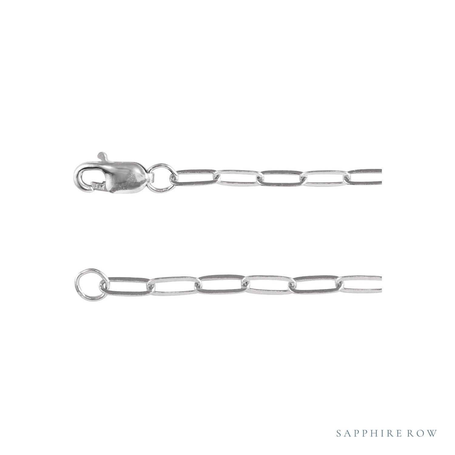 Sapphire Row Petite Paperclip Chain Bracelet - 10K White Gold (view 2)