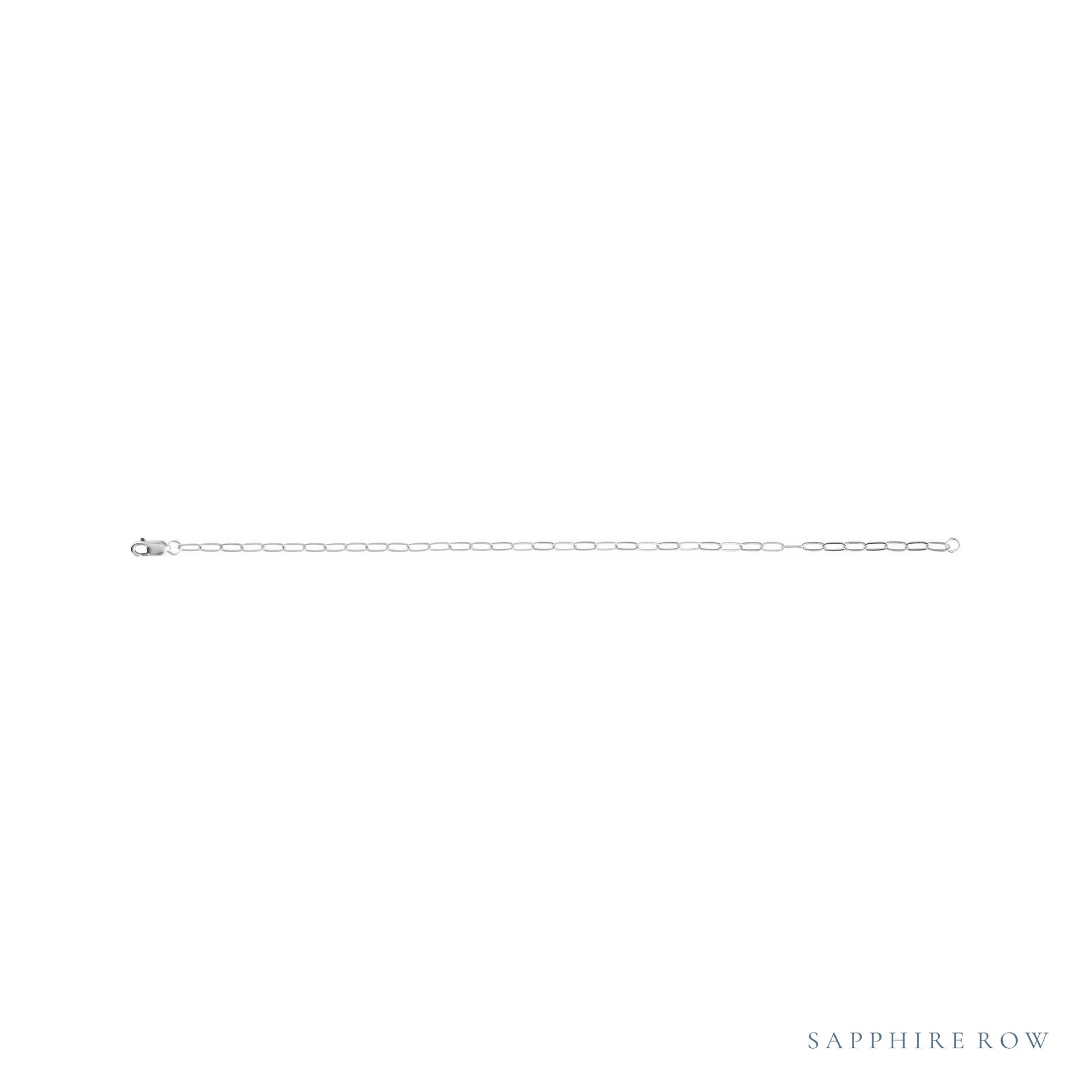 Sapphire Row Petite Paperclip Chain Bracelet - 10K White Gold (view 3)