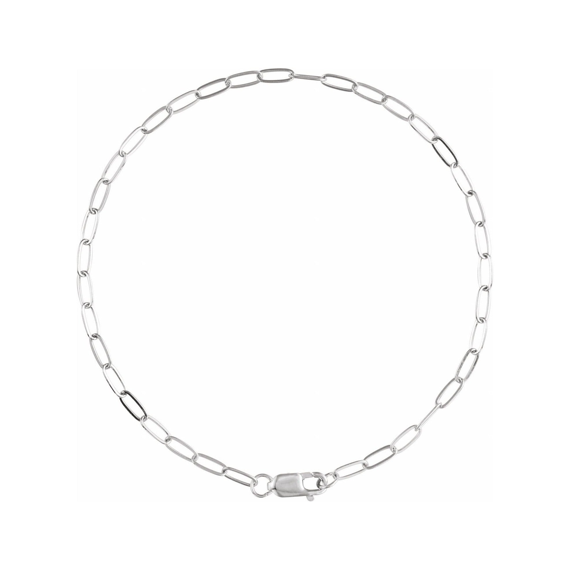Sapphire Row Petite Paperclip Chain Bracelet - 14K White Gold