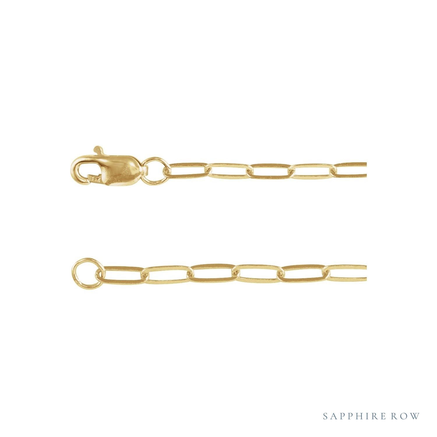 Sapphire Row Petite Paperclip Chain Bracelet - 10K Yellow Gold (view 2)