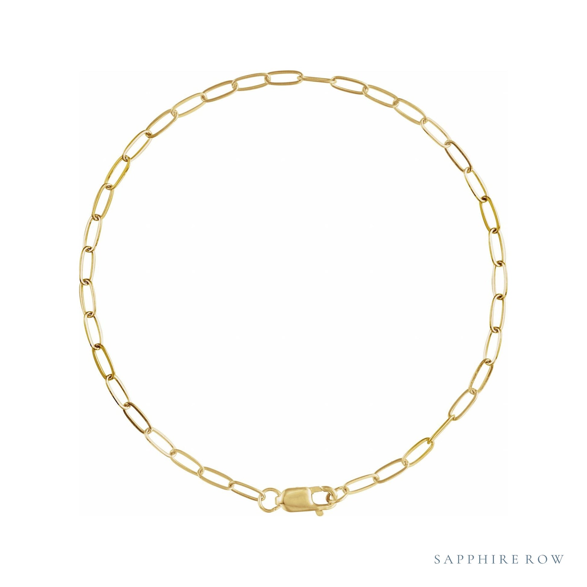 Sapphire Row Petite Paperclip Chain Bracelet - 14K Yellow Gold