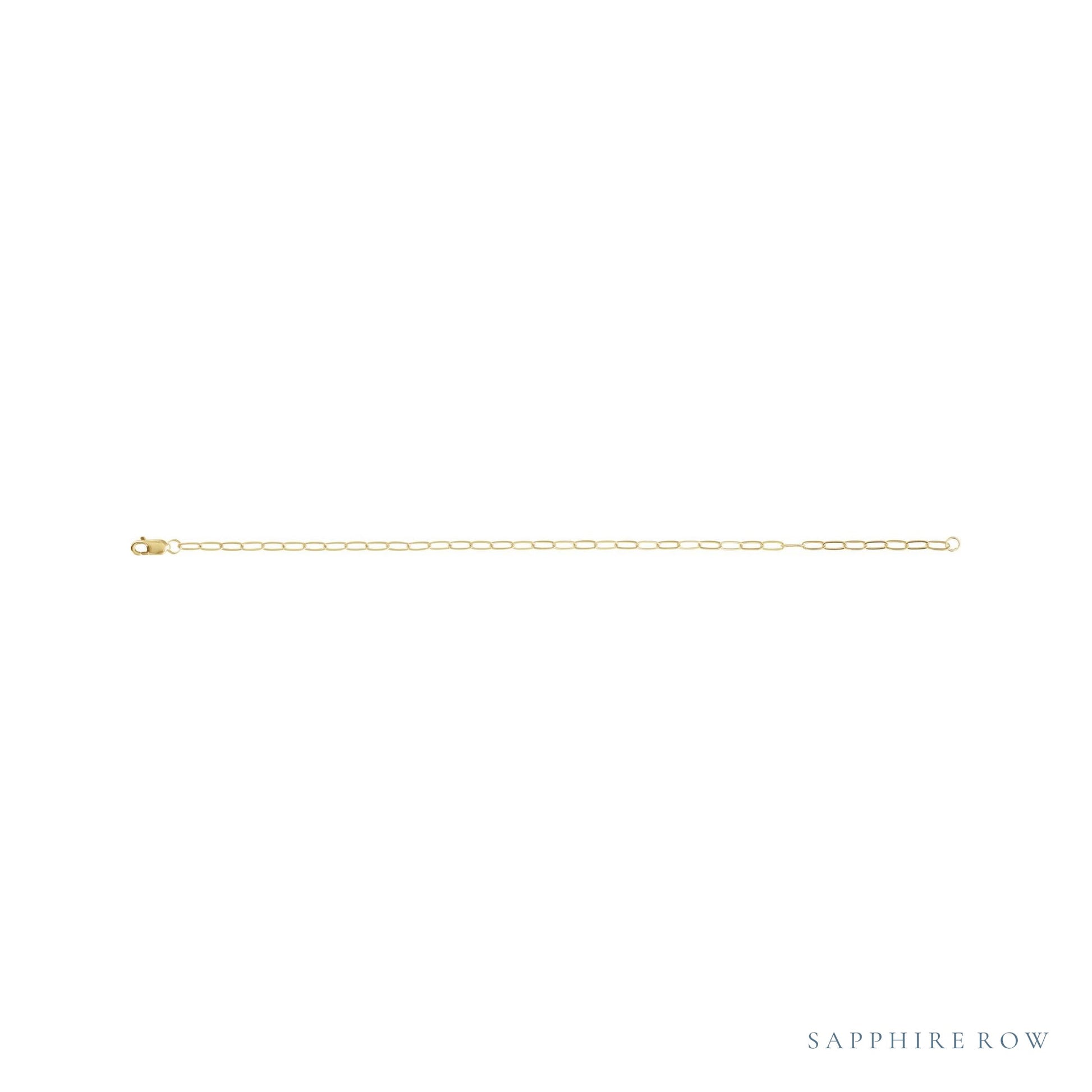 Sapphire Row Petite Paperclip Chain Bracelet - 14K Yellow Gold (view 3)