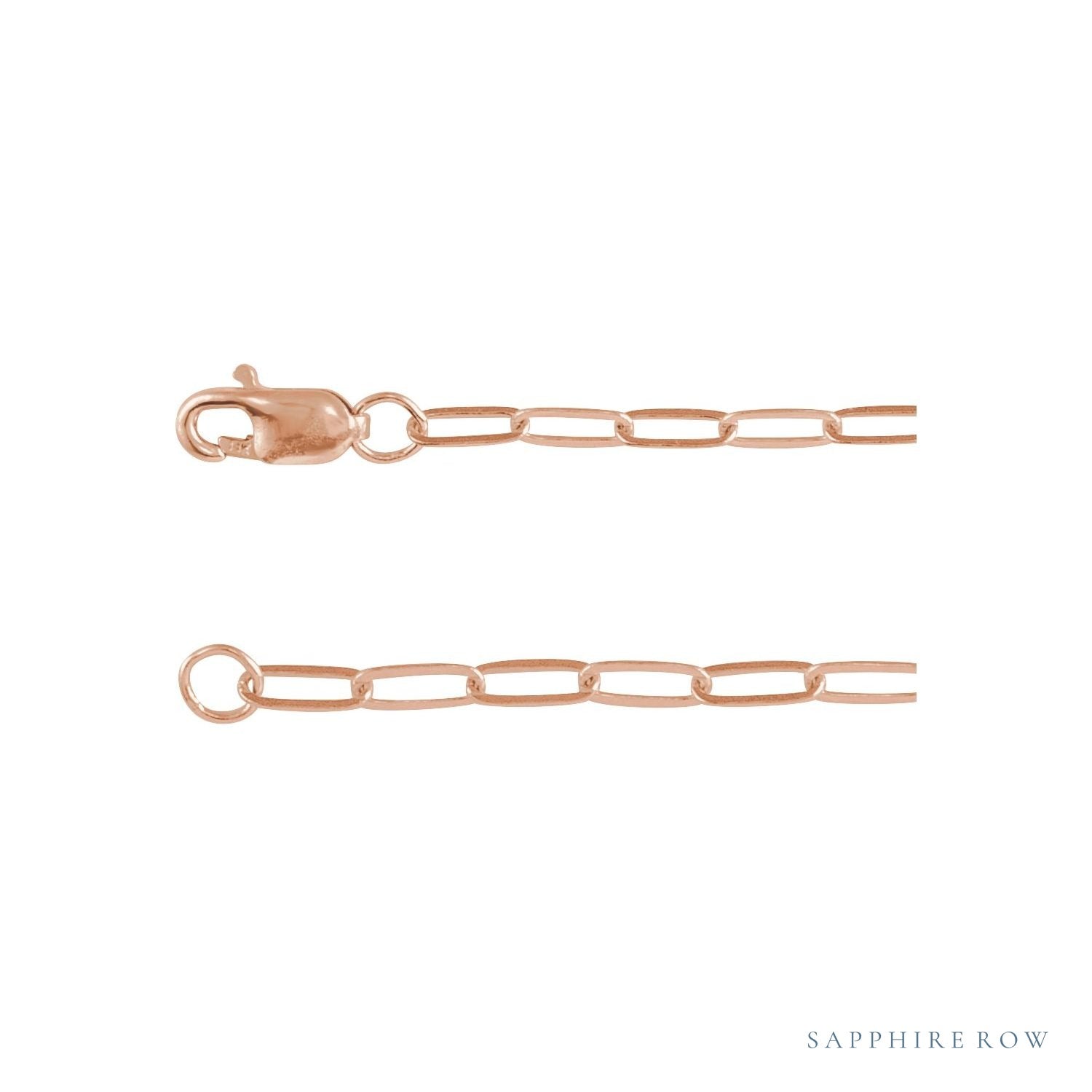 Sapphire Row Petite Paperclip Chain Bracelet - 10K Rose Gold (view 2)