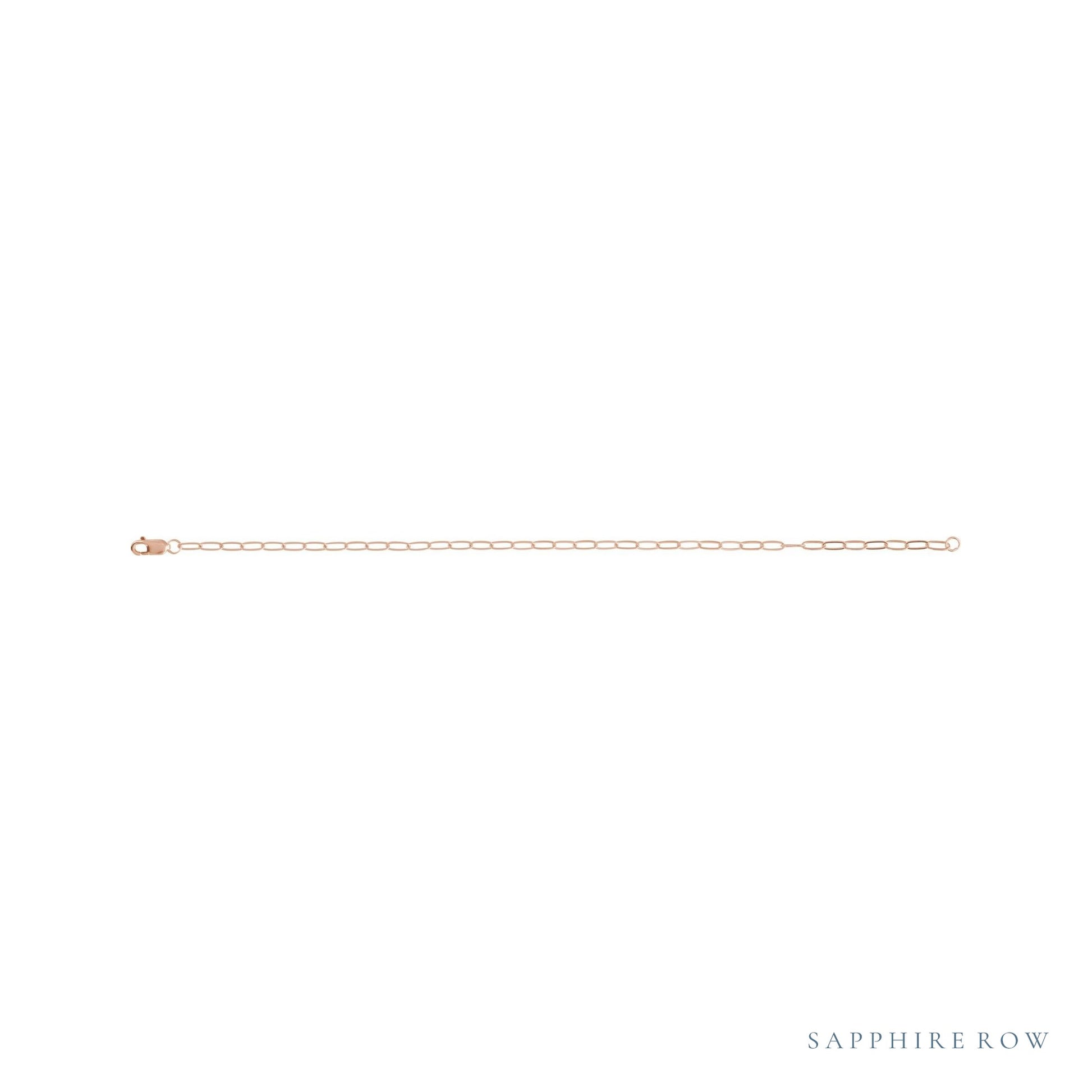 Sapphire Row Petite Paperclip Chain Bracelet - 10K Rose Gold (view 3)