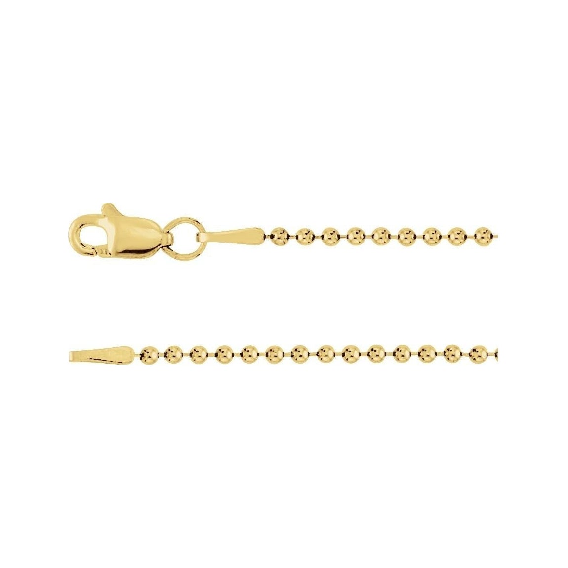 Sapphire Row Hollow Bead Chain Bracelet - 14K Yellow Gold, 1.5mm