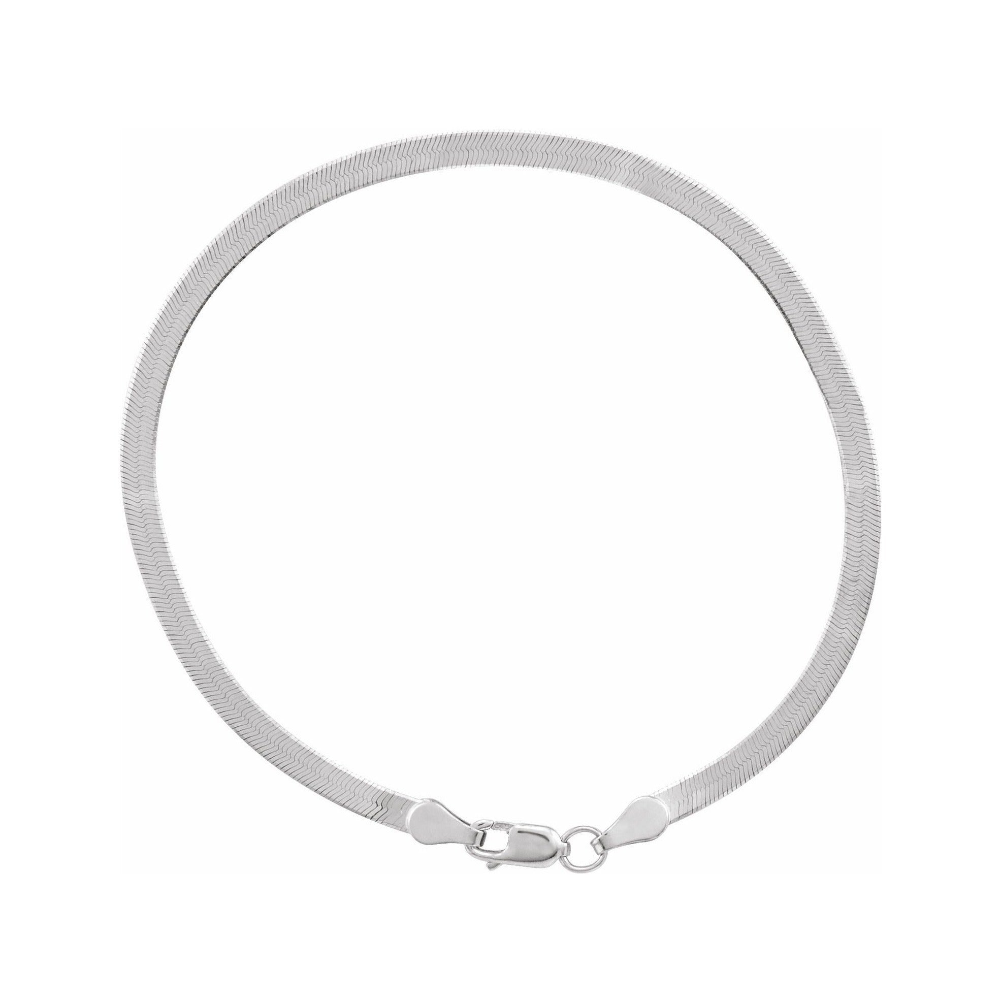 Sapphire Row Herringbone Chain Bracelet - 14K White Gold, 2.8mm