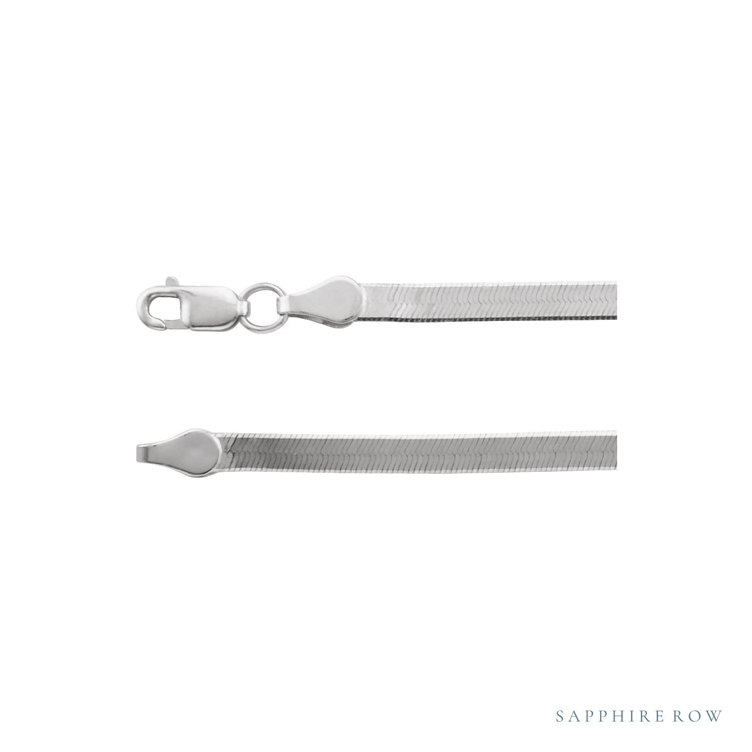 Sapphire Row Herringbone Chain Bracelet - 14K White Gold, 2.8mm (view 2)