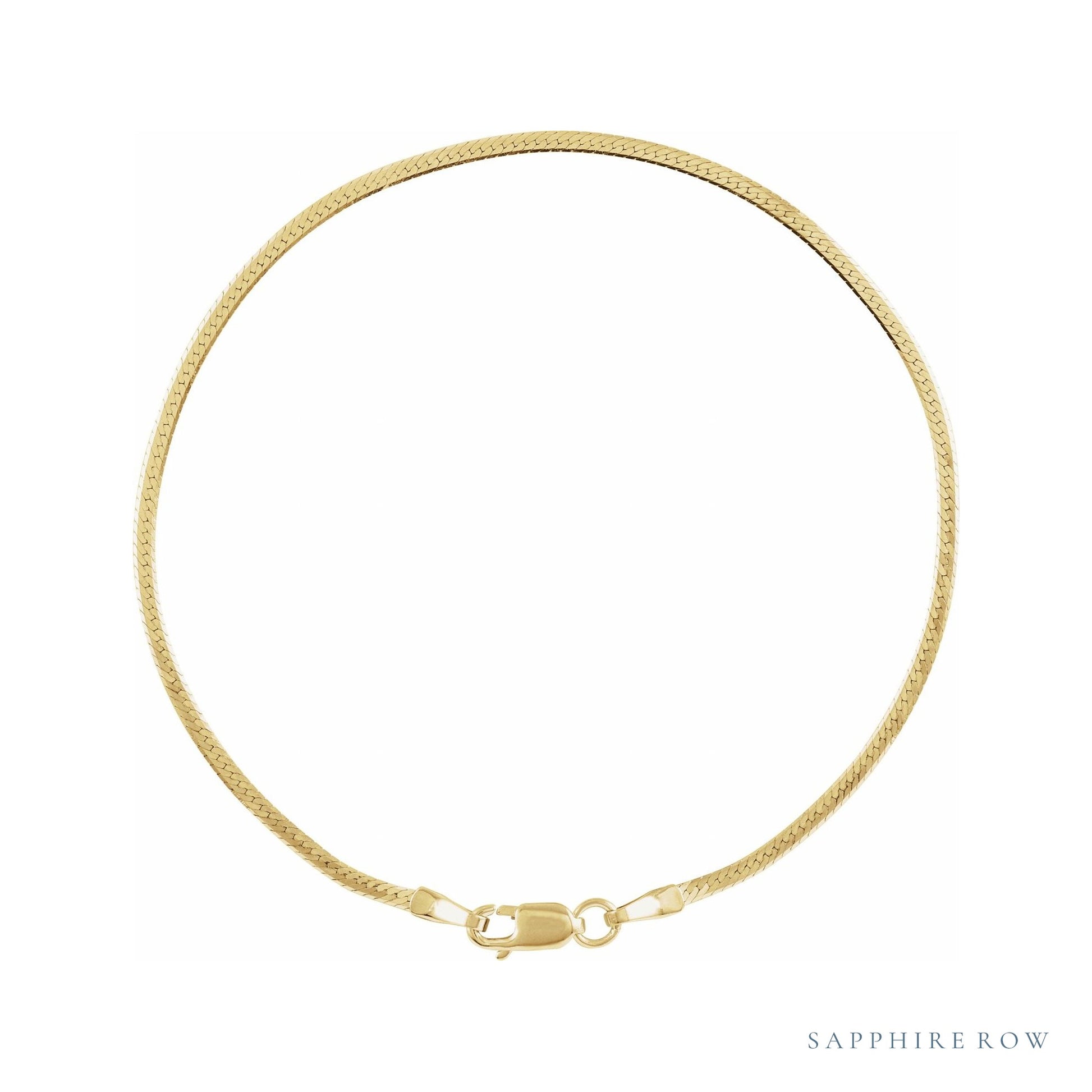 Sapphire Row Herringbone Chain Bracelet - 14K Yellow Gold, 1.6mm