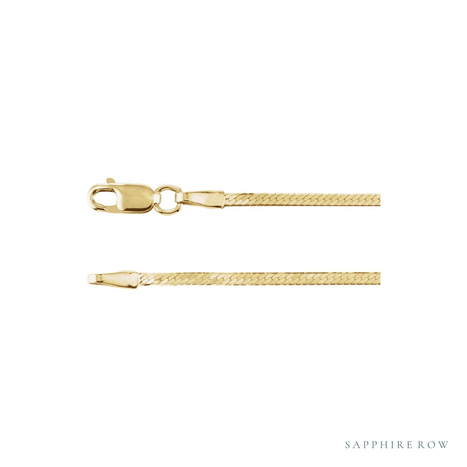 Sapphire Row Herringbone Chain Bracelet - 14K Yellow Gold, 1.6mm (view 2)