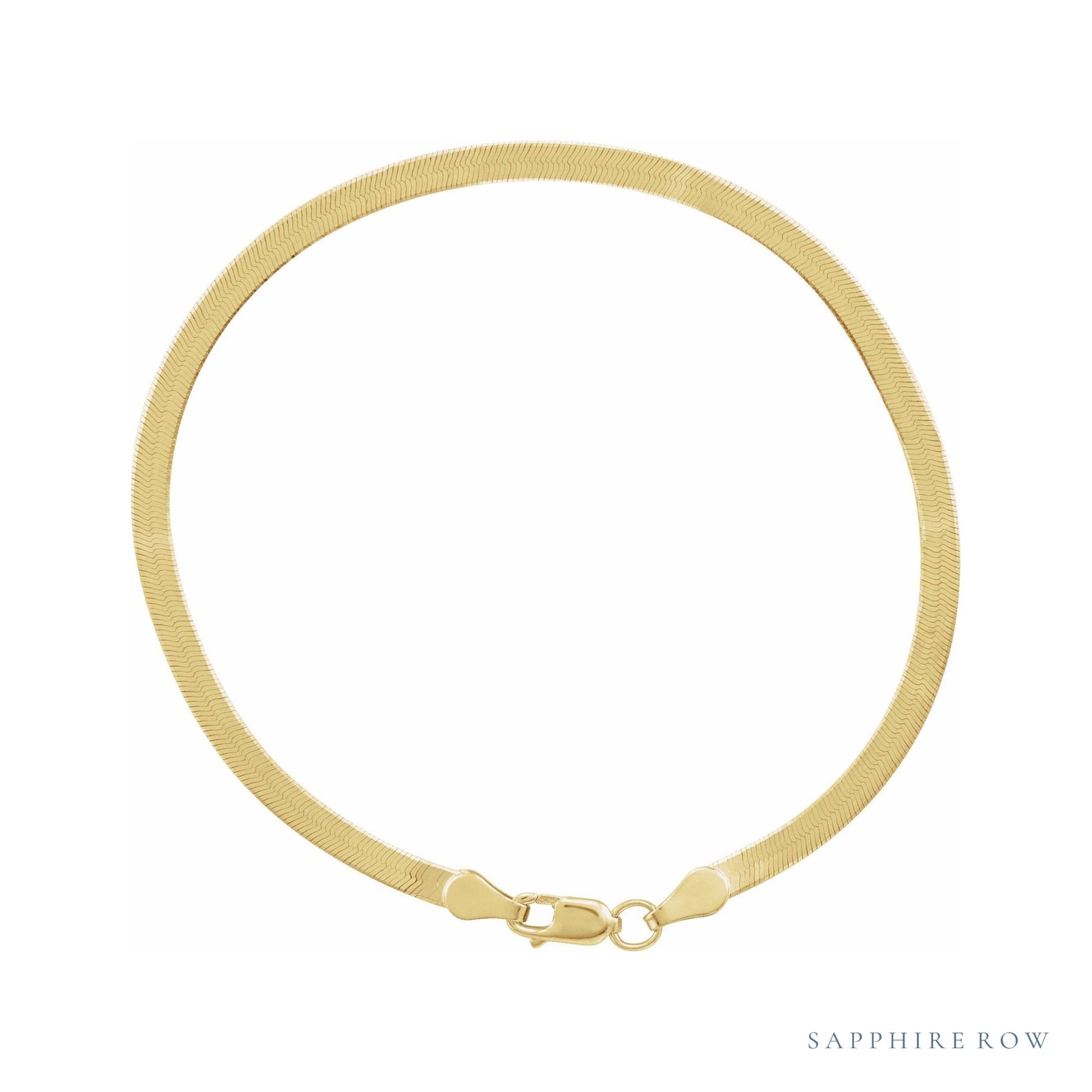 Sapphire Row Herringbone Chain Bracelet - 14K Yellow Gold, 2.8mm