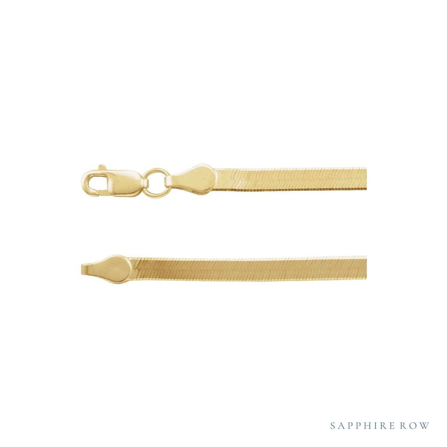 Sapphire Row Herringbone Chain Bracelet - 14K Yellow Gold, 2.8mm (view 2)