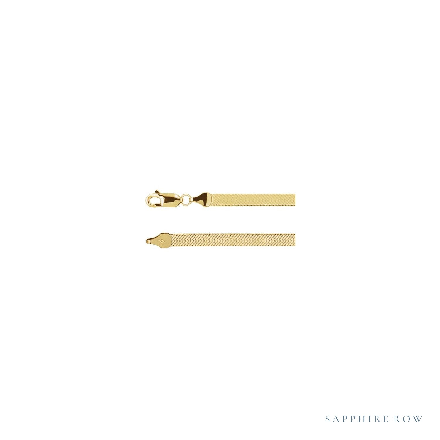 Sapphire Row Herringbone Chain Bracelet - 14K Yellow Gold, 3.8mm (view 2)